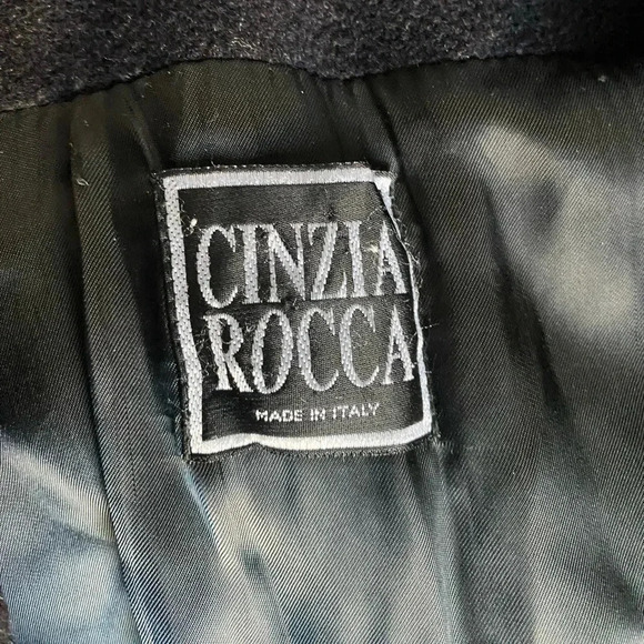 CINZIA ROCCA Italian Double Breasted Pure Cashmere Charcoal Grey Peacoat Size 12 - Picture 8 of 10